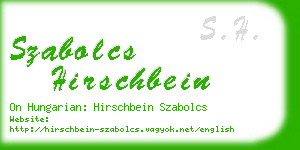szabolcs hirschbein business card
